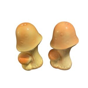 Vintage Mushroom Salt & Pepper Shakers Japan yellow
